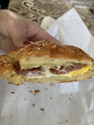 Sausage egg croissant sandwich