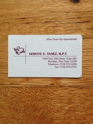 Physical therapists business card,