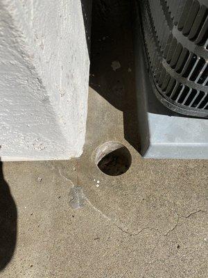 3.5" condensation drain hole