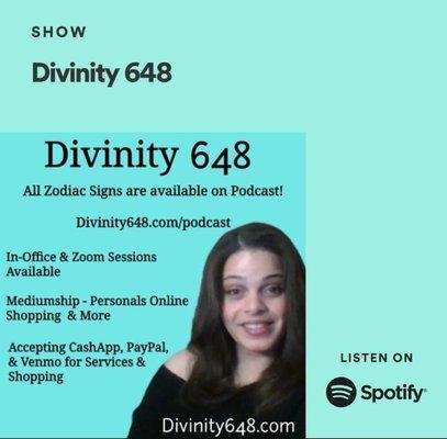 Zodiac readings available on podcast: divinity648.com/podcast