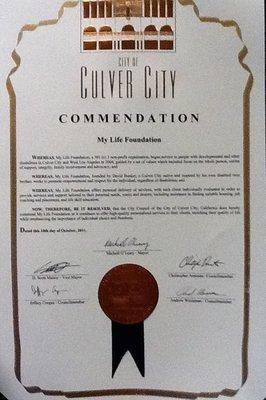 Recognition from the Culver City Council