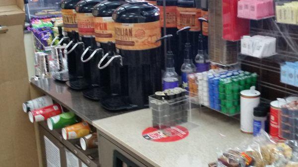 Perfectly clean, perfectly arranged coffee area.  Wow.