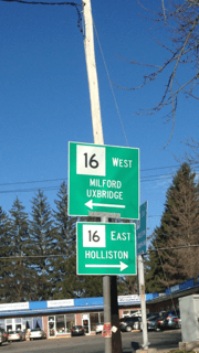 Town Of Milford -- Route 16 Sign, Milford