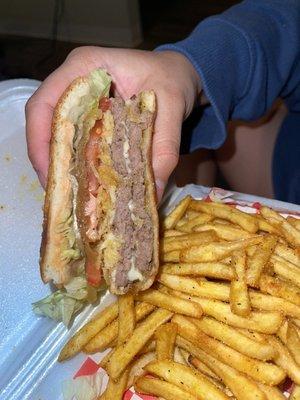 Beef Burger & French Fries