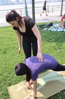 Private yoga session in the park