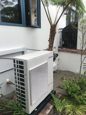 Tight on space? This condenser is for 4 units inside the house.