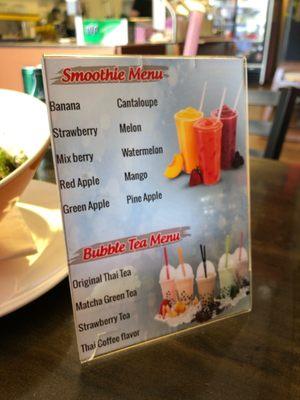 Smoothies & Bubble Tea Available