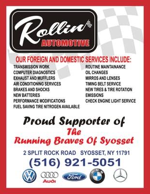 Local add supporting The Running Braves of Syosset