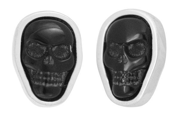 King Baby Obsidian skull stud earrings