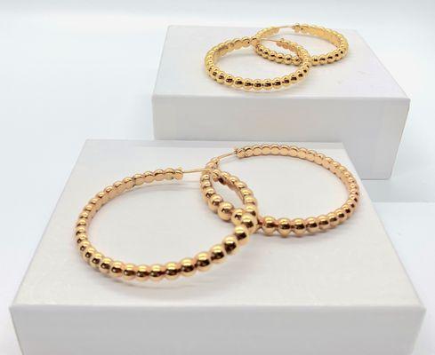 Gold and Rose Gold Hoop Earrings.