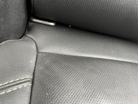 Crumbs and sand all over seat