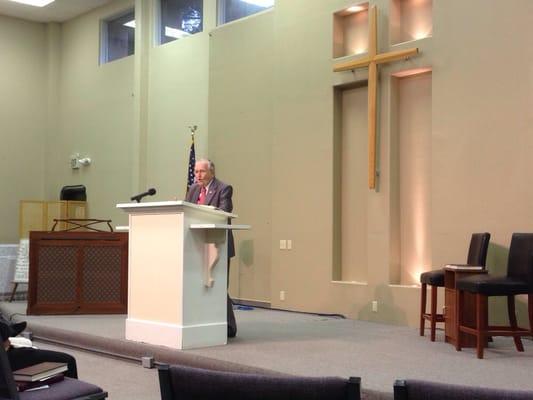 Evangelist Charles Sanders preaching from Matthew 5