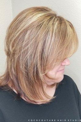 Golden blonde highlights