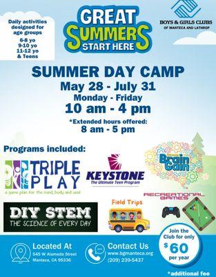 Programs offered during Summer Day Camp