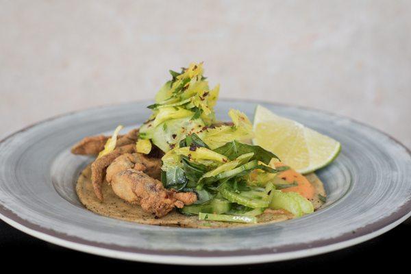 Fried Soft Shell Crab, celery, cucumber, pimentón mayo, basil