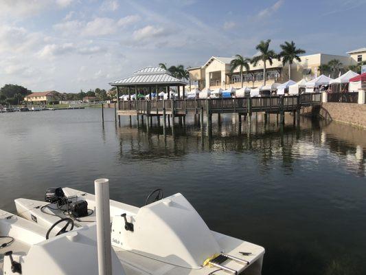 Attractive waterfront with docks & paddle boats