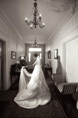 Bridal Portrait back of wedding dress, elegant