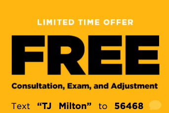 Grand opening planned for November 2023. Text TJ Milton to 56468 or visit our website to get a free initial consult, exam and adjustment.