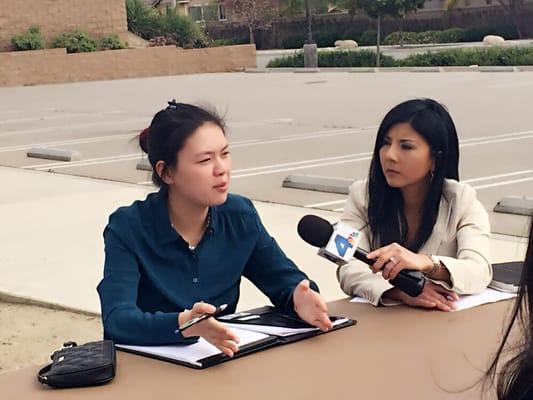 Attorney Jing Wang is having an interview with NBC news