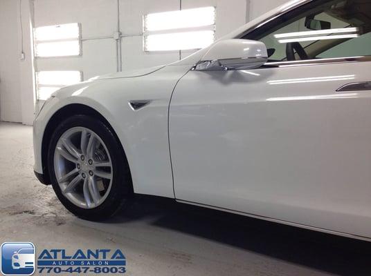 Tesla Model S new car detail, clear bra, hydrophobic coating