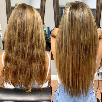 I-tip hair extensions done by Silva