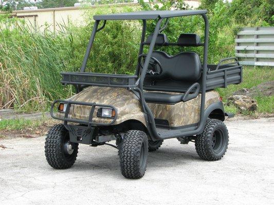 Custom metal fabrication for golf carts and other applications, including product for Club Car, EZ Go, Yamaha, Hoss, John Deere and more.