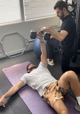 Personalized rehabilitation: Doctor spends an hour with the patient to take them through their exercises.