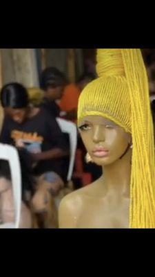 Yellow Braided Human lace wigs