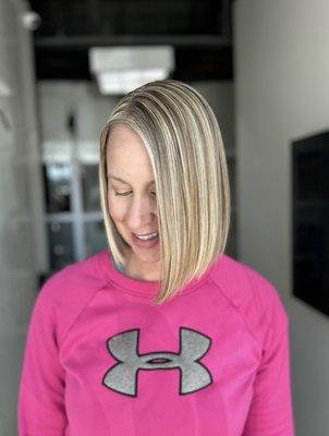 Partial highlight and bob haircut