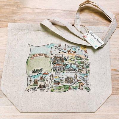 Palm Beach Map Tote Bag