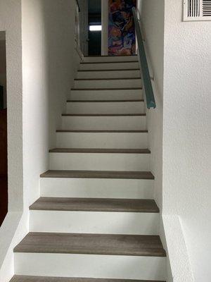 Luxury vinyl flooring stairs.