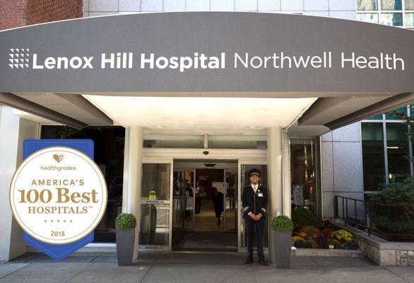 The entrance to Lennox Hill Hospital.