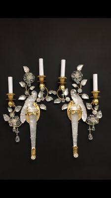 Rock Crystal Bird Sconces