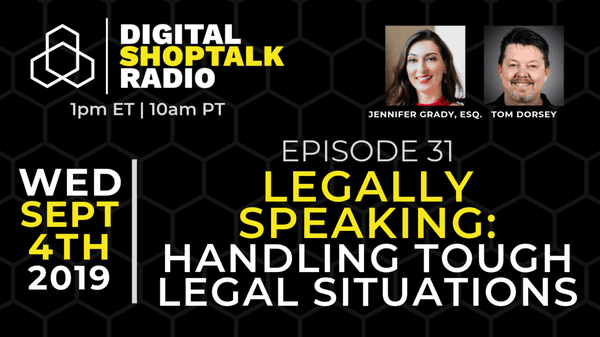 Jennifer Grady as a guest on Digital ShopTalk Radio with legal advice for new business owners