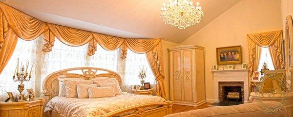 Custom made traditional draperies fit for a princess!  Master bedroom Morristown, NJ 07960