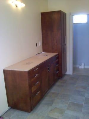 Bathroom renovation, Custom cabinets