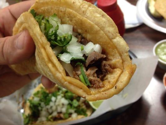 This is a barbacoa lamb taco. It is awesome.