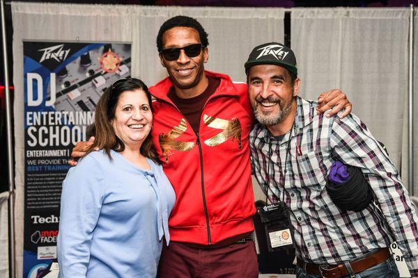 Carol Kelsar, DJ Keith Shocklee aka Wizard KJee, and DJ Greggie C at the New York DJ Convention 2019.