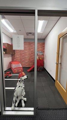 In our fire station, kids can practice saving the day alongside our loyal Dalmatian!