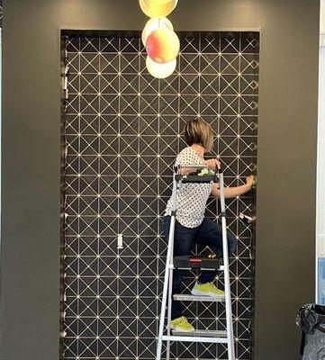 Delightful wallpaper installation (wallpaper hanger) job