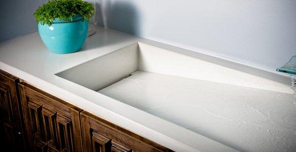 Stone Restoration offers custom concrete bathroom counter jobs