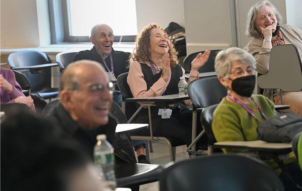 Quest students respond during a class on New Yorker cartoons. Photo: Carl Glassman/Tribeca Trib