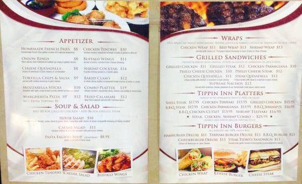 Tippin inn menu