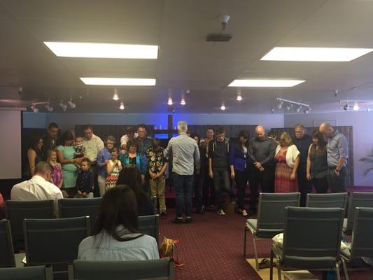 Josh as worship pastor, Lori as administration pastor and Courtney as Children pastor