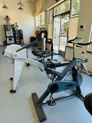 Spin bike and Concept 2 rower