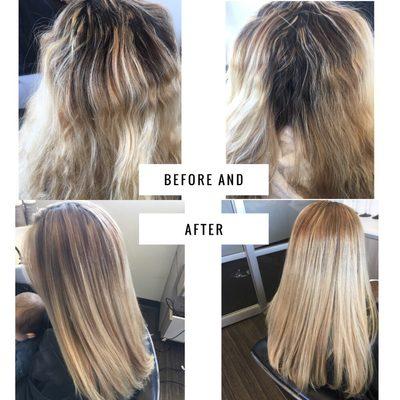 Blonde correction. 2 tone highlights to blend