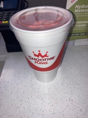 Angel food smoothie with strawberry and banana