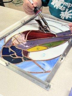 A student piece from one of our Stained Glass classes