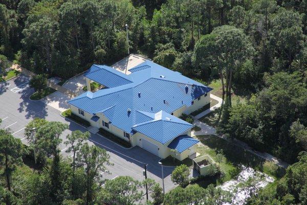 Blue Standing Seam Metal Roof on a local animal hospital