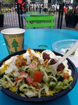 My chicken schwarma & falafel bowl at Westlake Park.